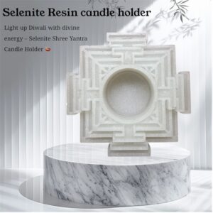 Selenite Resin Shree Yantra Candle Holder